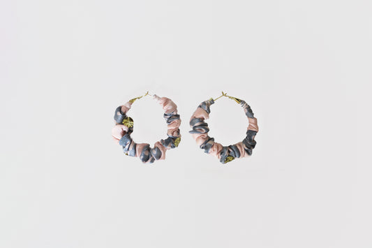 FARHAT PRINT FABRIC HOOP EARRINGS SMALL IN SILK CHARMEUSE