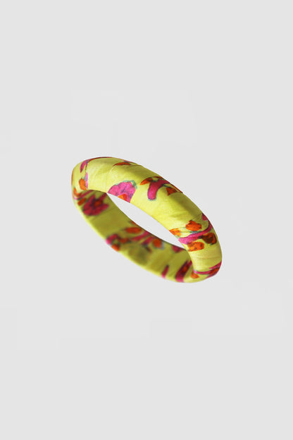 HASHMI FLORAL BANGLE 25MM IN SILK CHARMEUSE