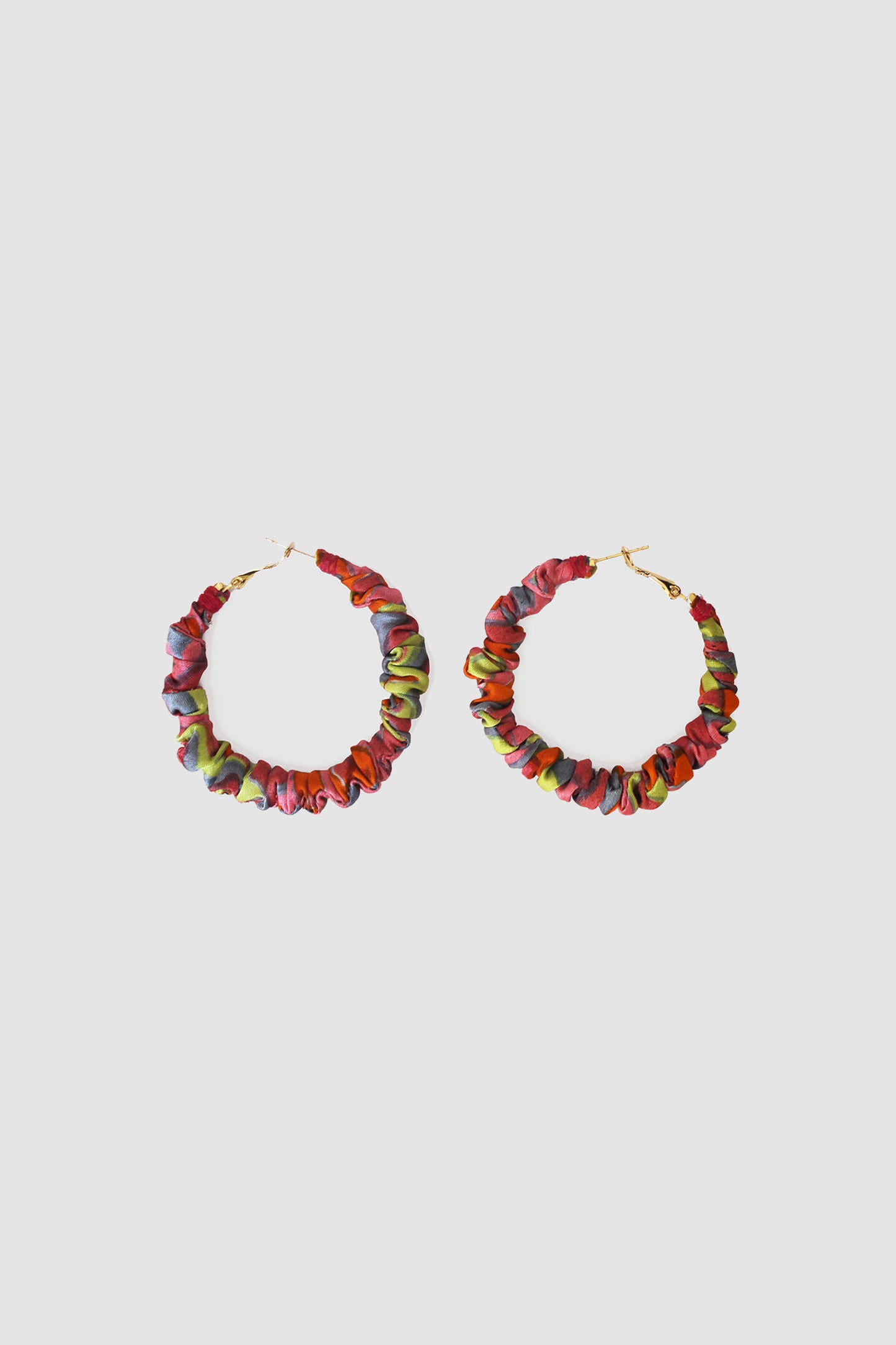 HASHMI GEOMETRIC FABRIC HOOP EARRINGS LARGE IN SILK CHARMEUSE