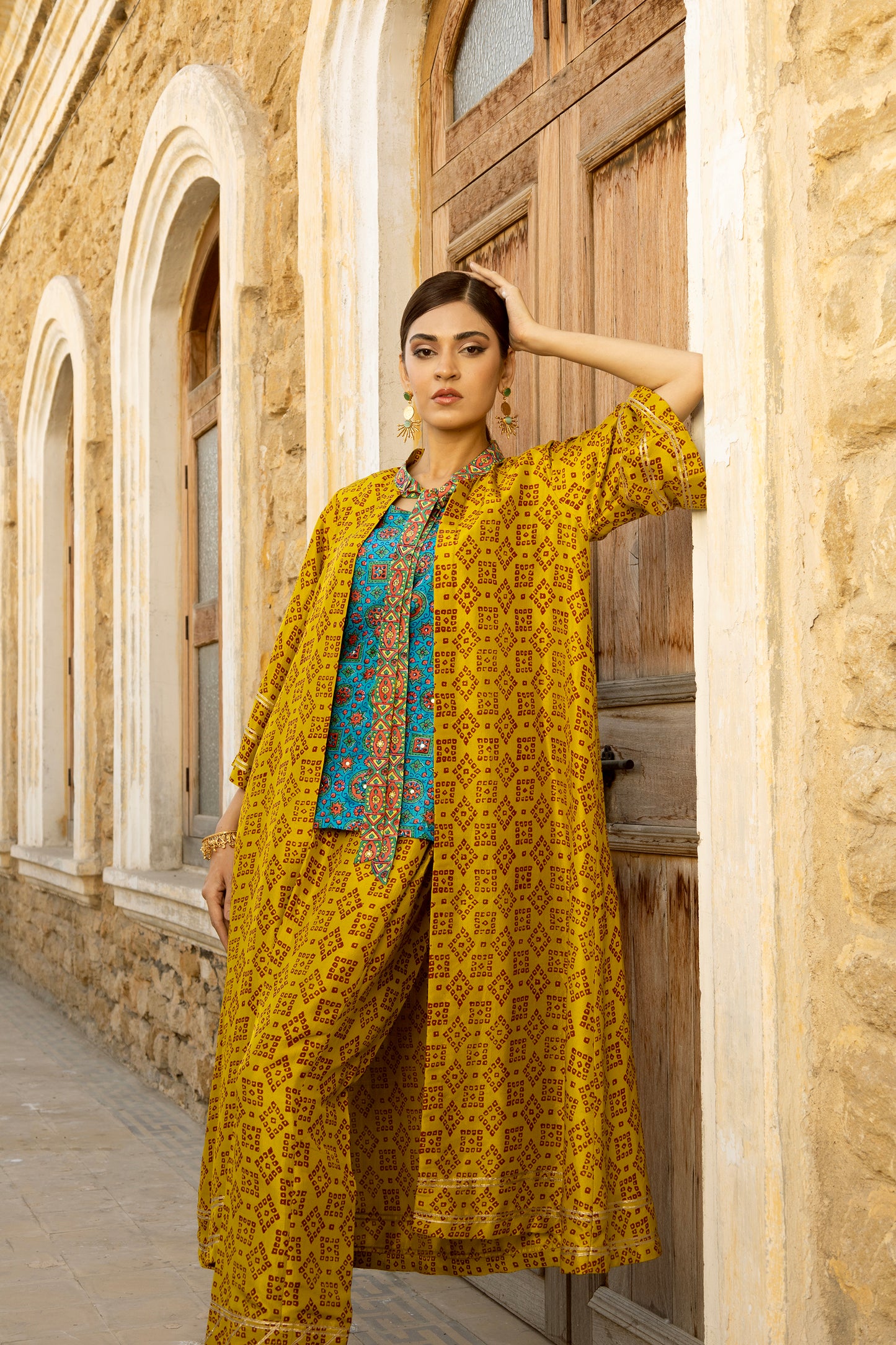 ZEENAT JACKET, SHIRT AND TROUSERS IN SILK