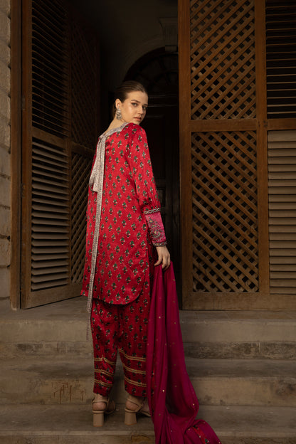 FARHAT SHIRT, SHALWAR IN SILK AND DUPATTA IN COTTON NET