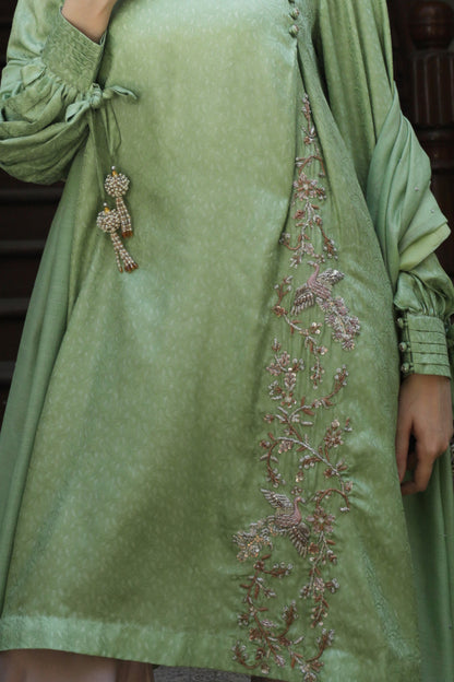 SARAH SHIRT, GHARARA IN SILK AND DUPATTA IN KHADDI SILK NET