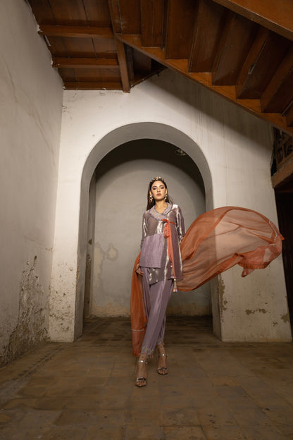 DANIA SHIRT, SHALWAR IN SILK AND DUPATTA IN SILK ORGANZA