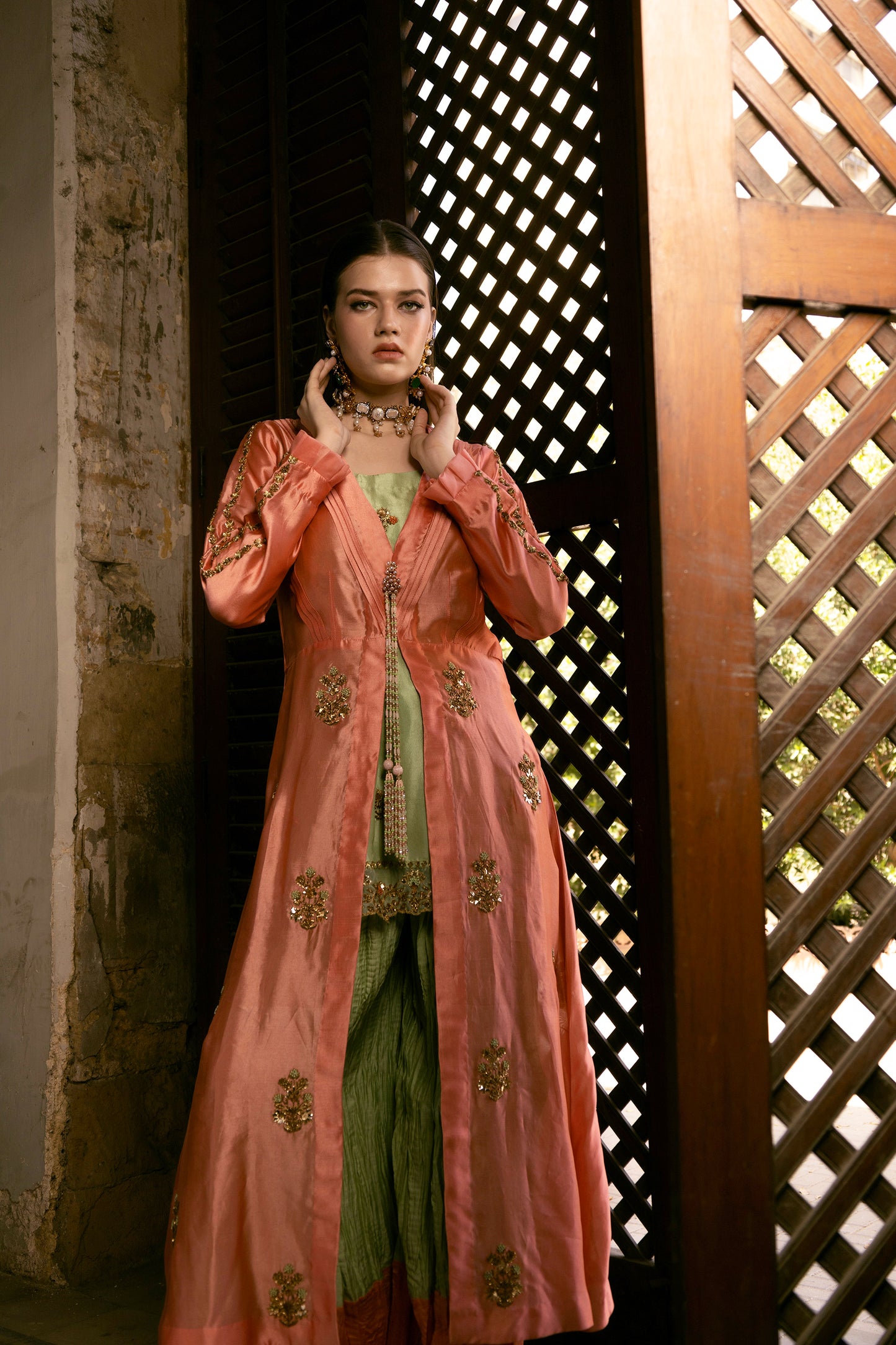 MAHAM JACKET, SHIRT, AND LEHNGA IN SILK