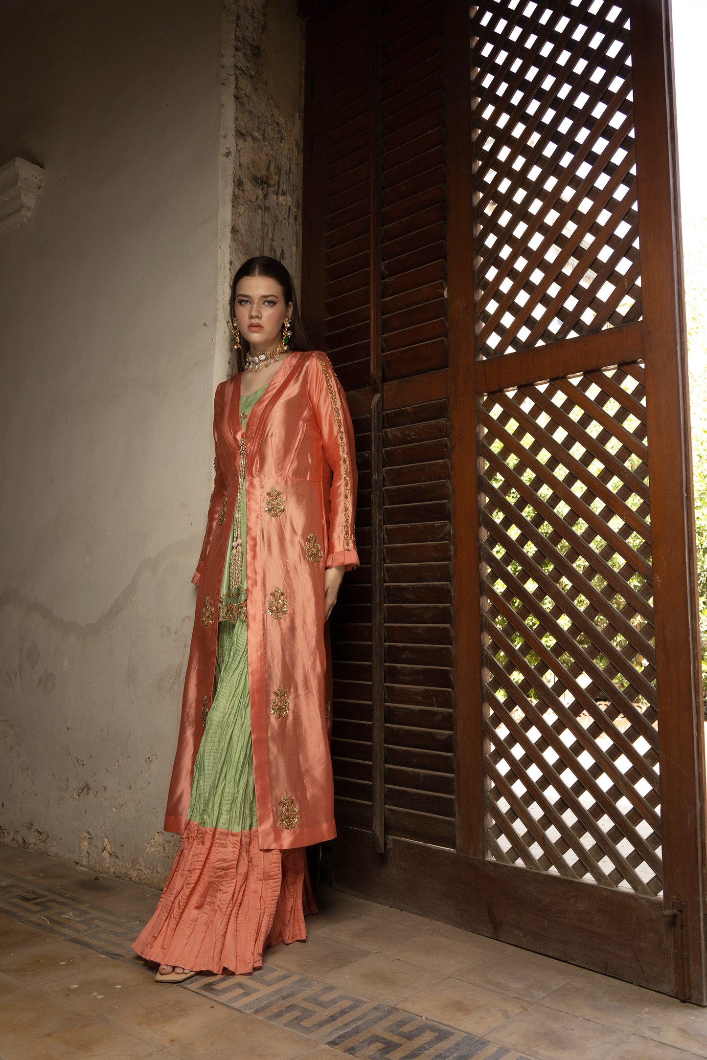 MAHAM JACKET, SHIRT, AND LEHNGA IN SILK