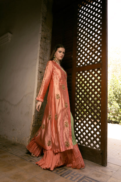 MAHAM JACKET, SHIRT, AND LEHNGA IN SILK