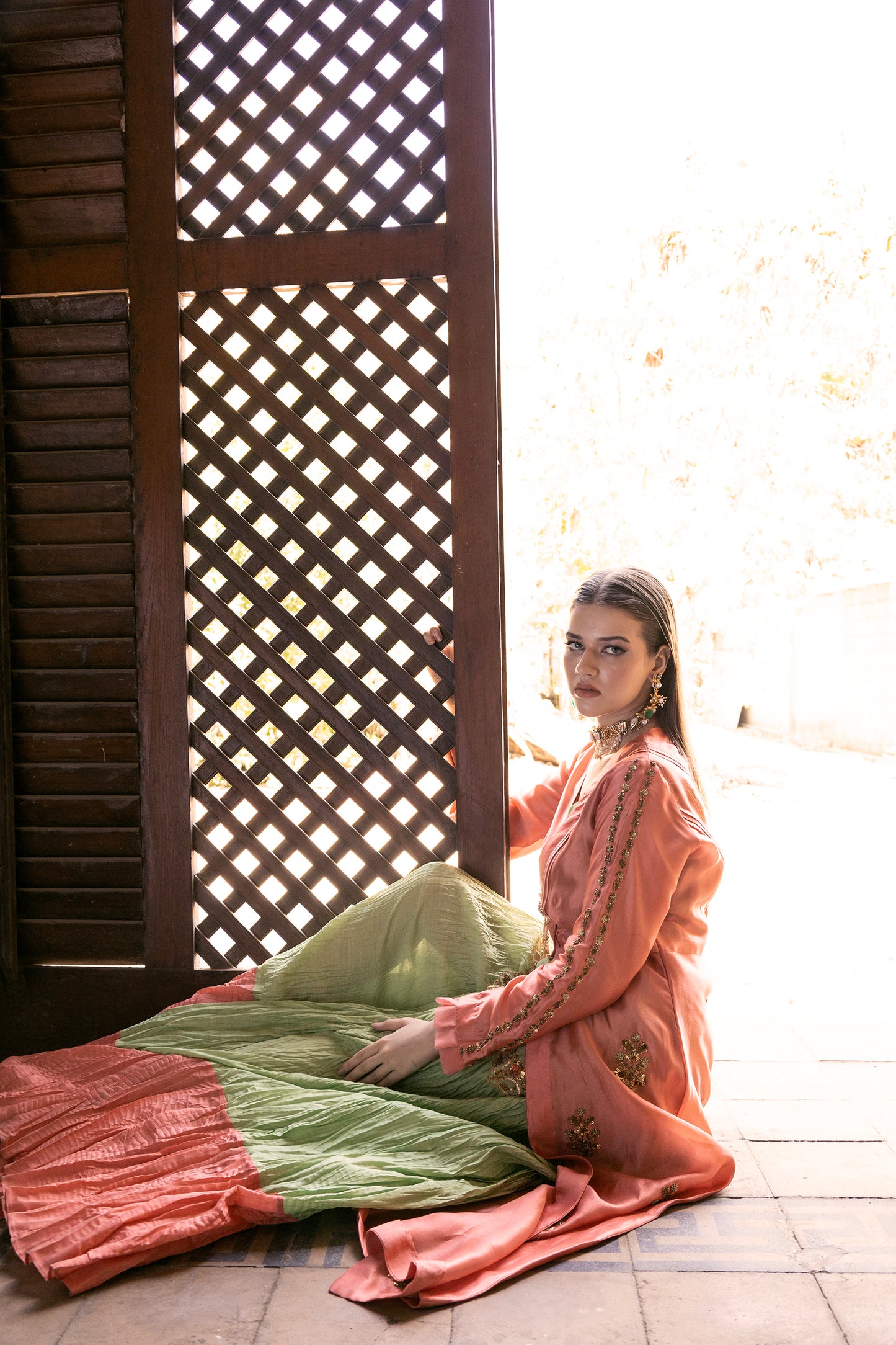 MAHAM JACKET, SHIRT, AND LEHNGA IN SILK