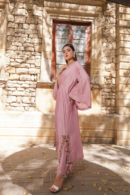 SANIA KAFTAN, INNER, SHALWAR IN SILK AND DUPATTA IN KHADDI SILK NET