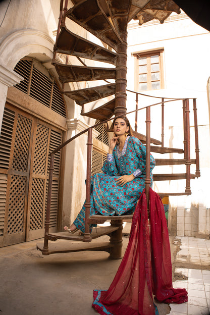 NASEEM SHIRT, TROUSERS IN SILK AND DUPATTA IN COTTON NET