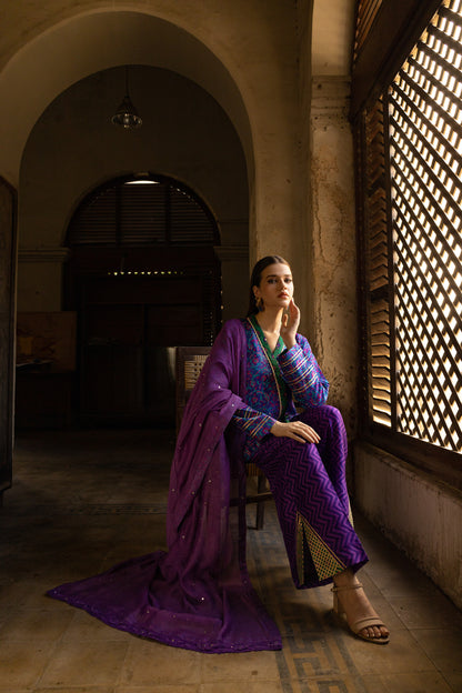 SABIHA SHIRT, TROUSERS IN SILK AND DUPATTA IN COTTON NET