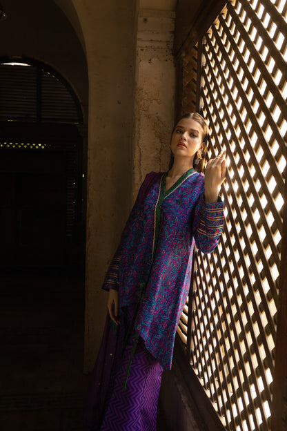 SABIHA SHIRT, TROUSERS IN SILK AND DUPATTA IN COTTON NET