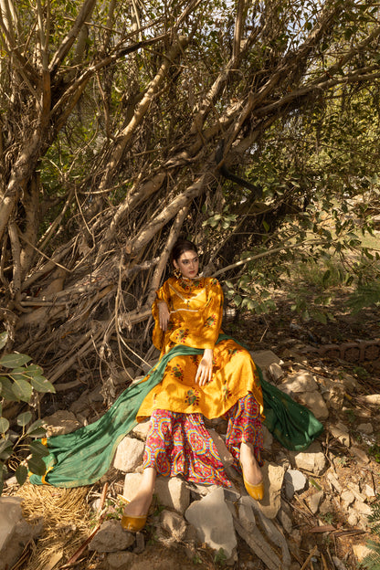 RANI SHIRT, TROUSERS IN SILK AND DUPATTA IN COTTON NET