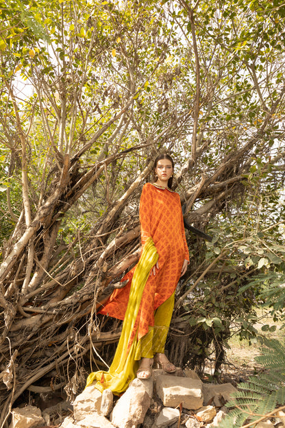 NAYAB SHIRT, TROUSERS IN SILK AND DUPATTA IN COTTON NET