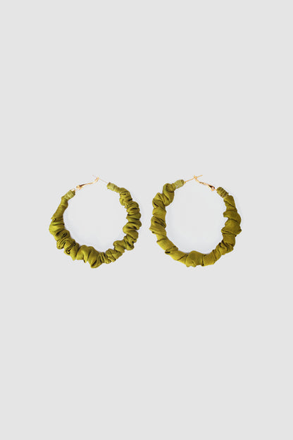 NAYAB PATTERN FABRIC HOOP EARRINGS LARGE IN SILK CHARMEUSE