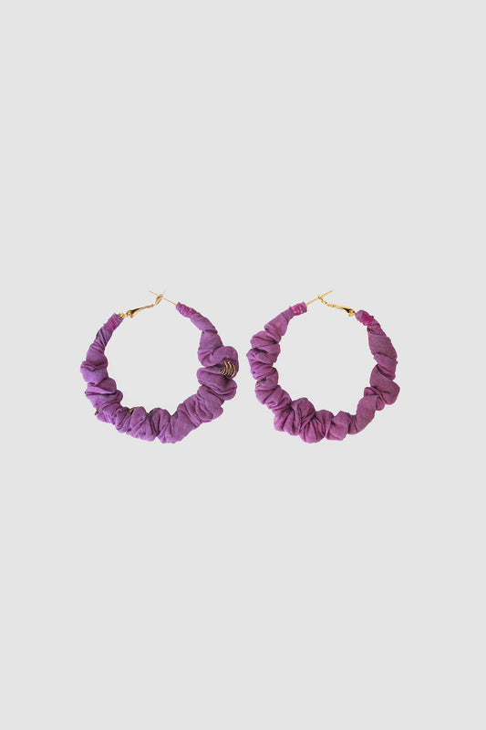 RUBAB FABRIC HOOP EARRINGS LARGE IN JAMDANI