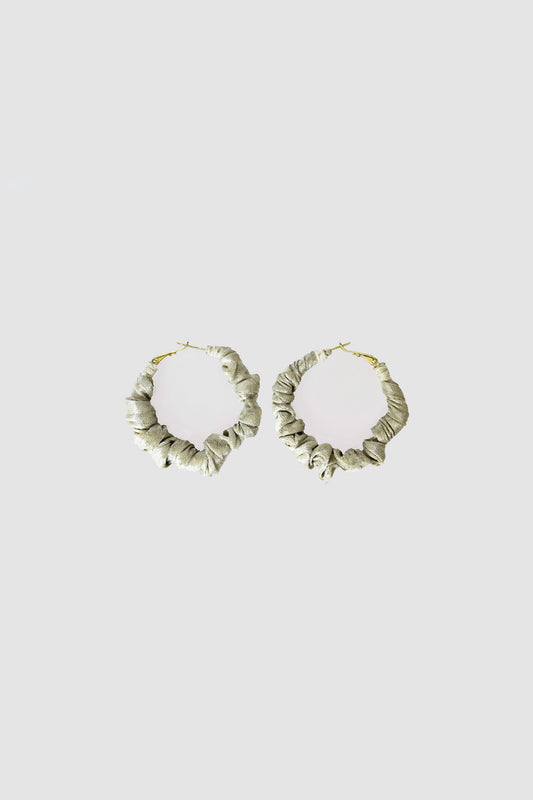 RUBAB FABRIC HOOP EARRINGS SMALL IN SILK LAME