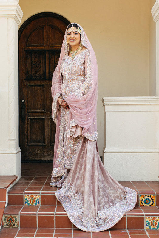 RUBAB SHIRT IN NET, LEHNGA IN BROCADE,  AND DUPATTA IN NET