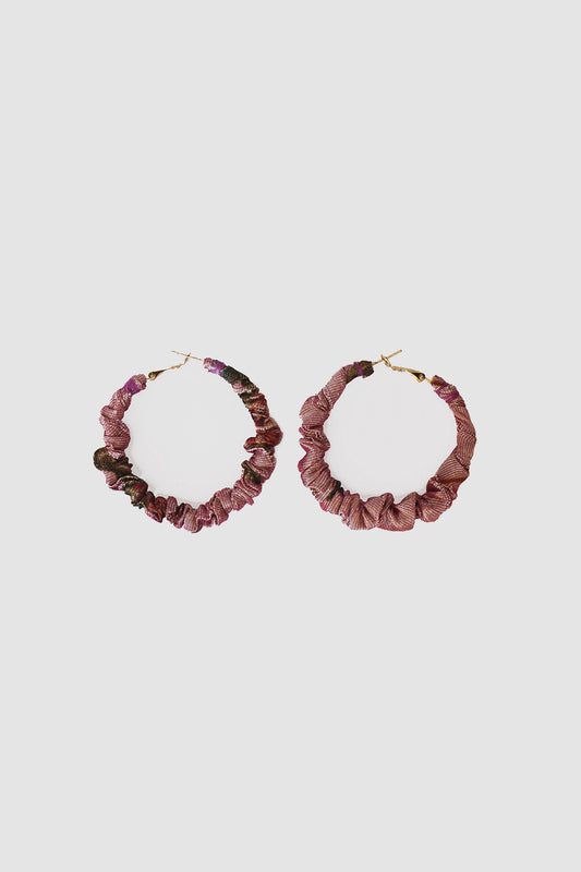 YUMNA FABRIC HOOP EARRINGS LARGE IN LAME