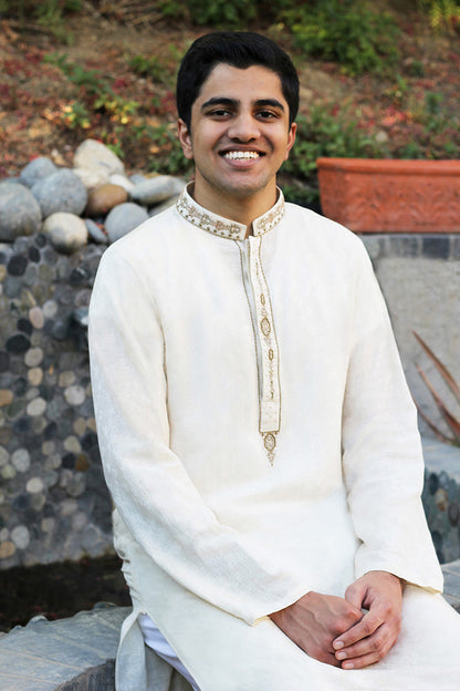 AHMED KURTA IN KARANDI AND PAJAMA IN COTTON