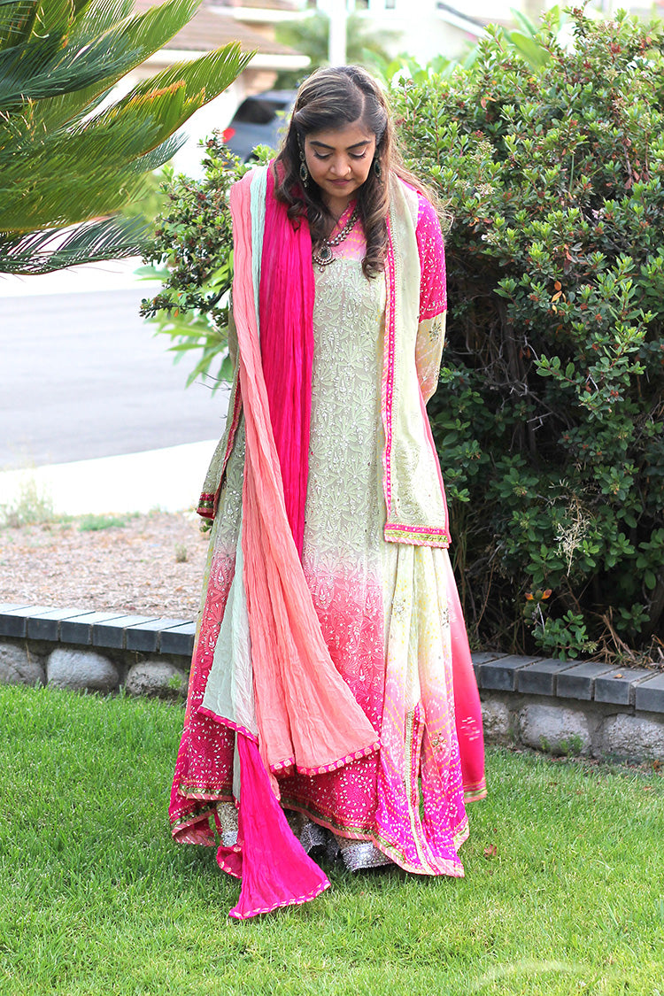 RUBAB PANEL SHIRT AND VEST IN SILK, TROUSERS IN NET AND DUPATTA IN SILK