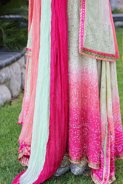 RUBAB PANEL SHIRT AND VEST IN SILK, TROUSERS IN NET AND DUPATTA IN SILK