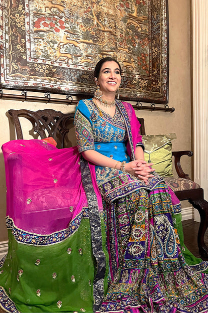 SARAH ANGARKHA SHIRT, GHARARA IN SILK AND DUPATTA IN SILK CHIFFON